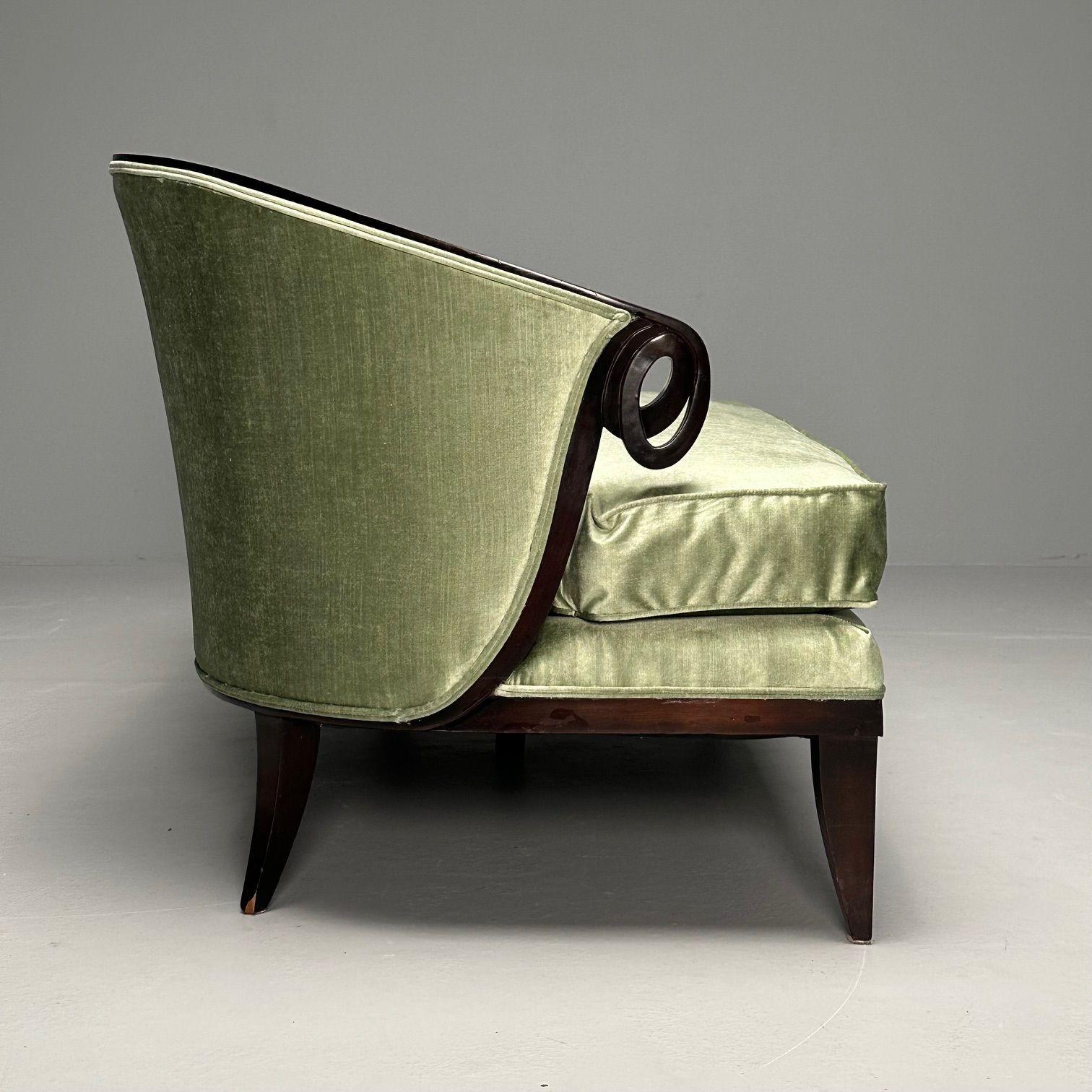 Velours Christopher Guy, Contemporary, Modern Sofa, Mint Green Velvet, Black Wood