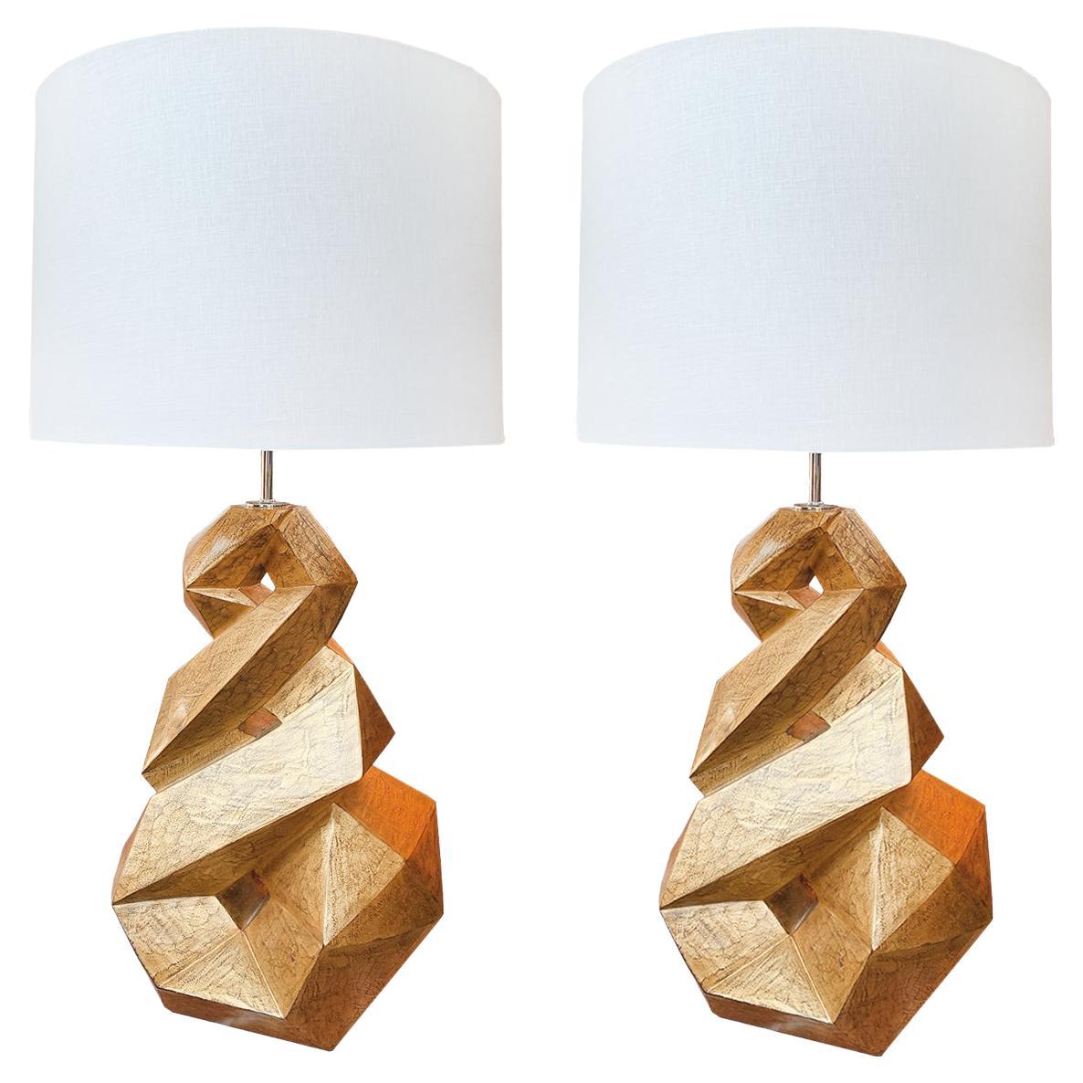 Christopher Guy Gold Mahogany Table Lamps - a Pair For Sale