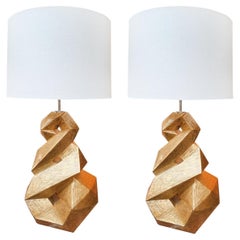 Christopher Guy Gold Mahogany Table Lamps - a Pair