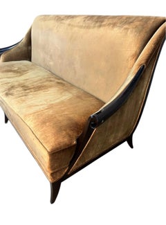 Christopher Guy Gold Velvet Scroll Arm Sofa Wear