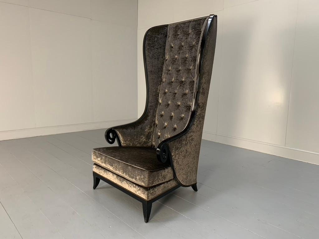 On offer on this occasion is a rare, superb Christopher Guy “Majestic” Armchair, dressed in a luxurious, top-grade velvet in dark-grey and “Java Cafe” varnished frame and legs.

As you will no doubt be aware by your interest in this listing,