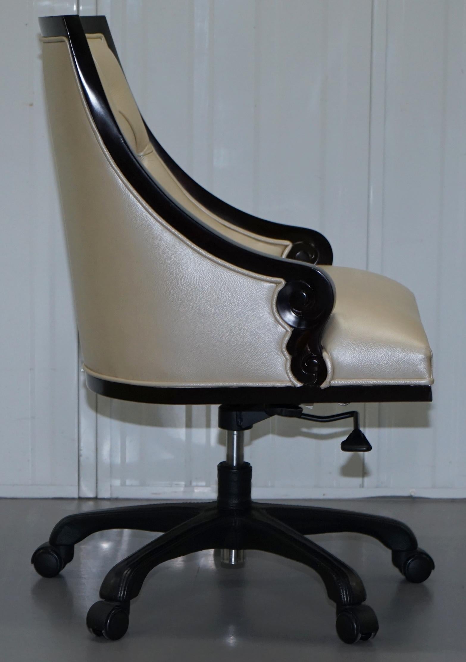 Christopher Guy Megeve Cream Leather Office Desk Captains Chair 3