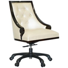 Christopher Guy Megeve Chaise de bureau en cuir crème Chaise de capitaine