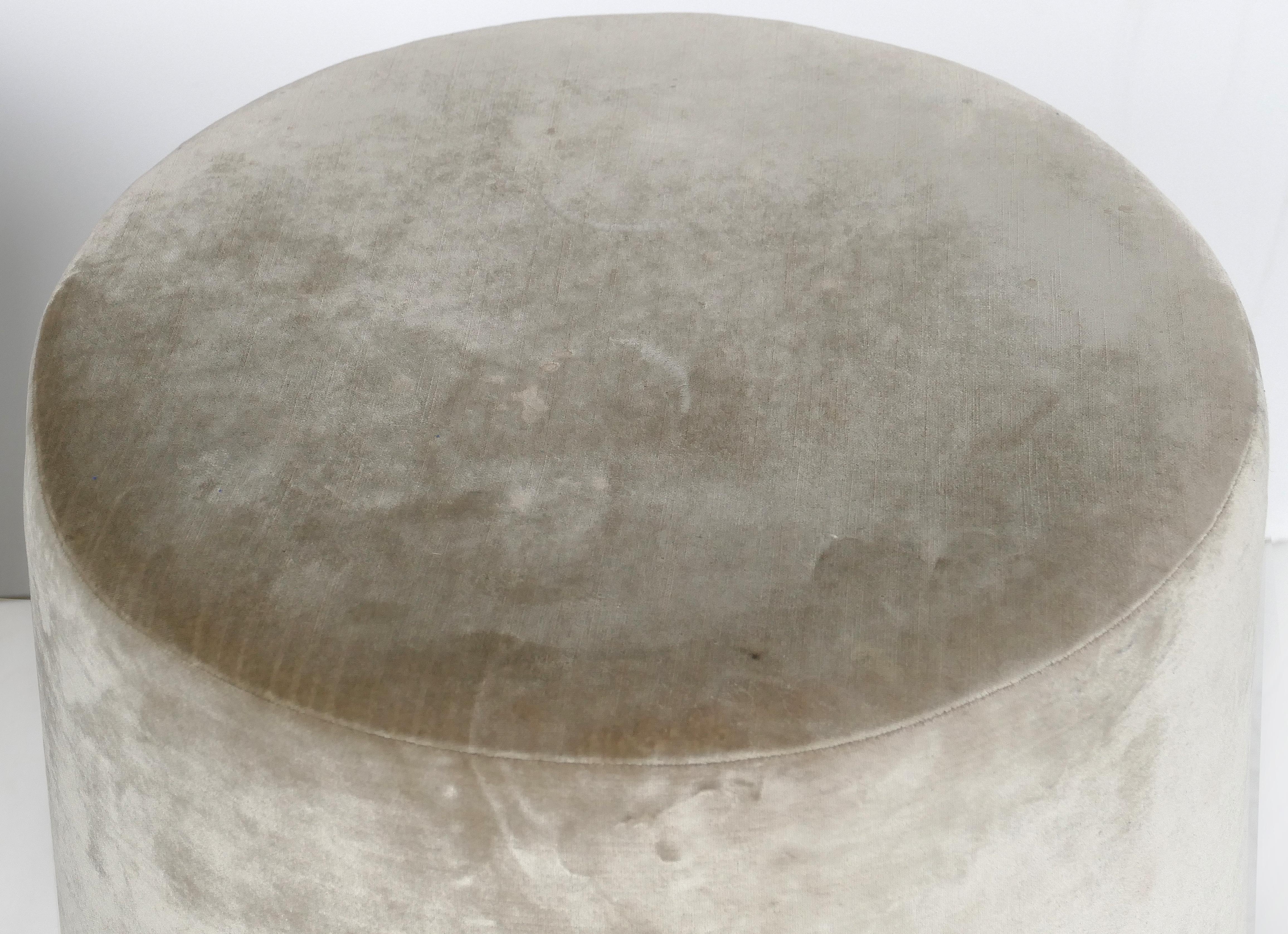 Christopher Guy Pouf Stool, Carved Wood and Silvered Feet In Good Condition In Miami, FL