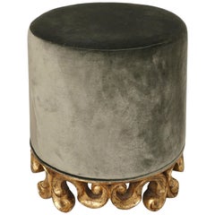 Christopher Guy Pouf Stool with Carved Giltwood Base