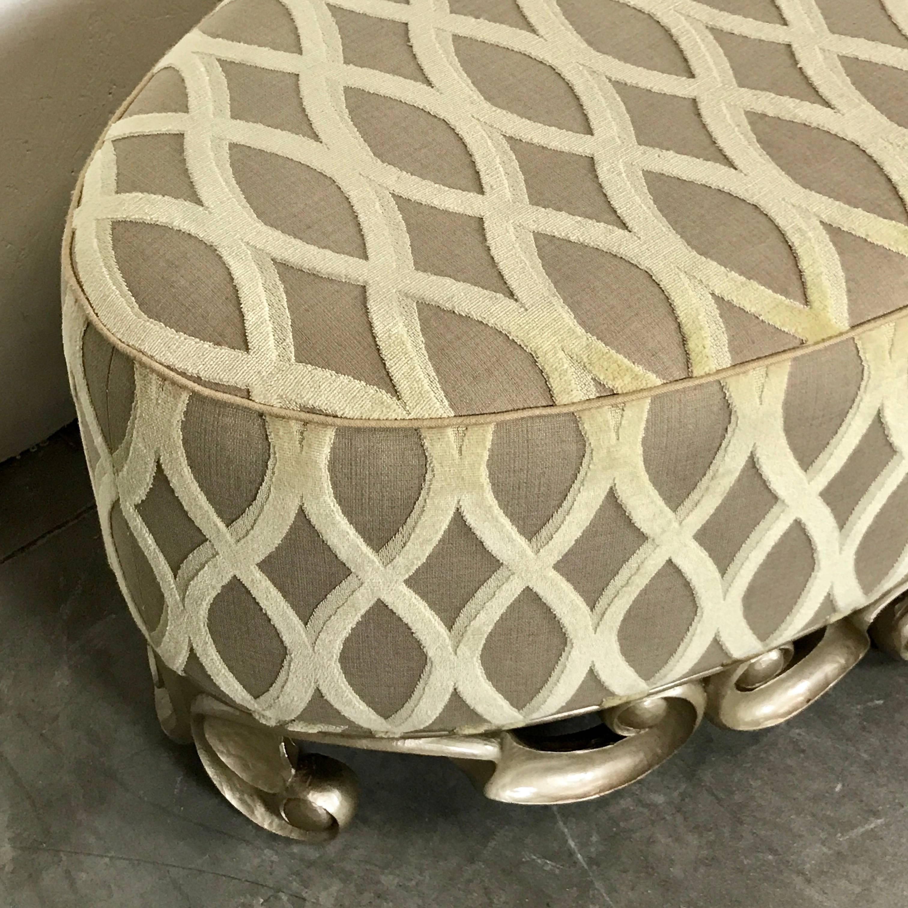 Christopher Guy Vuitton Cocktail Ottoman, in Italian Silver In Good Condition For Sale In Atlanta, GA