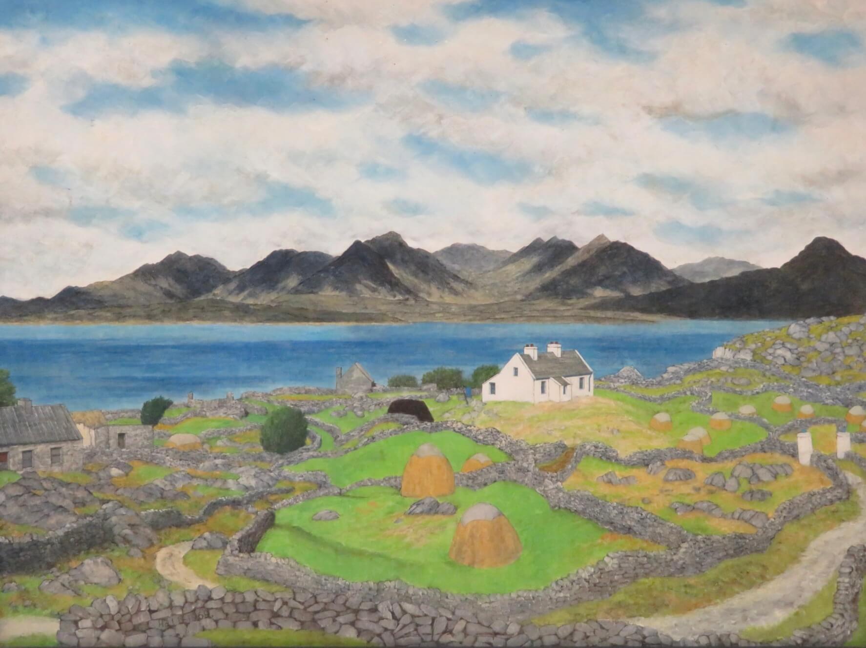 Original MID CENTURY Irish Landscape oil painting LETTERARD CO GALWAY IRELAND  - Post-Impressionist Painting by Christopher hall