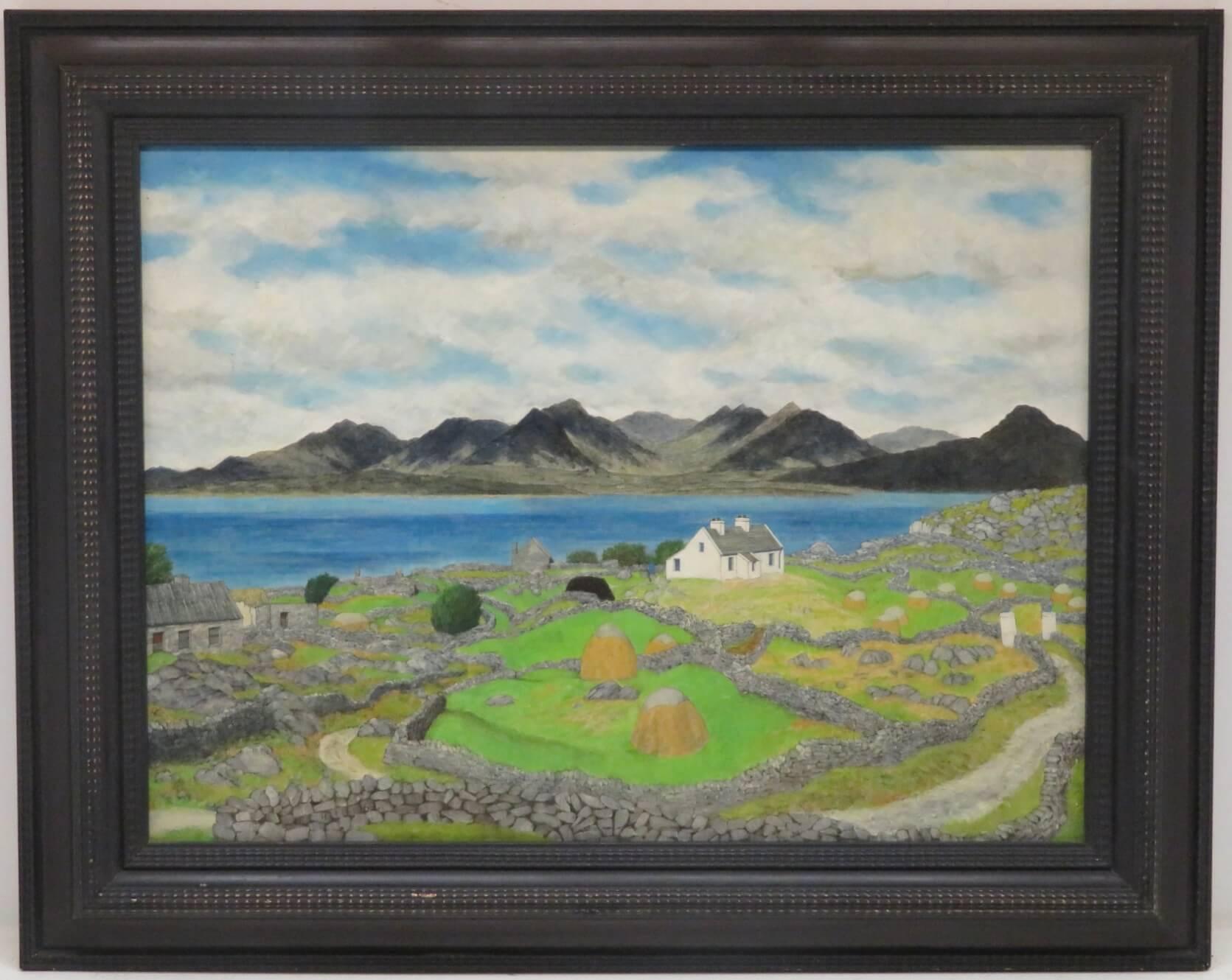 Christopher hall Landscape Painting – Irische Landschaft, Ölgemälde LETTERARD CO GALWAY IRELAND, MID CENTURY, Original 