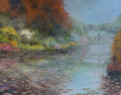 Monet on his Bridge, Peinture, Huile sur Toile