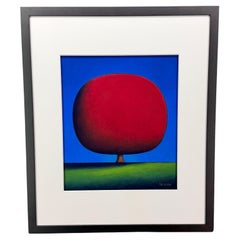 Christopher Jackson Happy Red Tree Oil Pastel on Paper Artwork