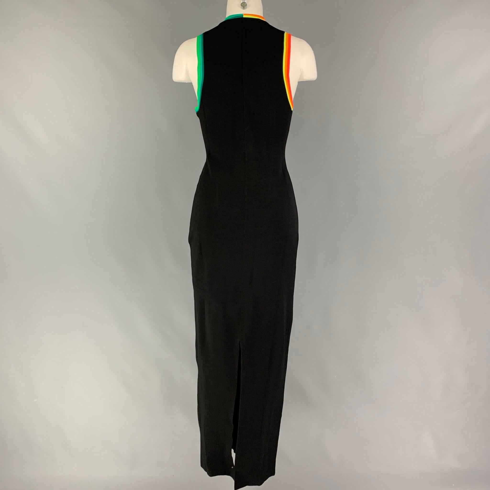 CHRISTOPHER JOHN ROGERS Size M Black Viscose Blend Stretch Maxi Dress In New Condition In San Francisco, CA