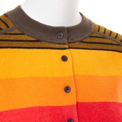 CHRISTOPHER JOHN ROGERS wool blend rainbow striped crew neck cropped cardigan XS