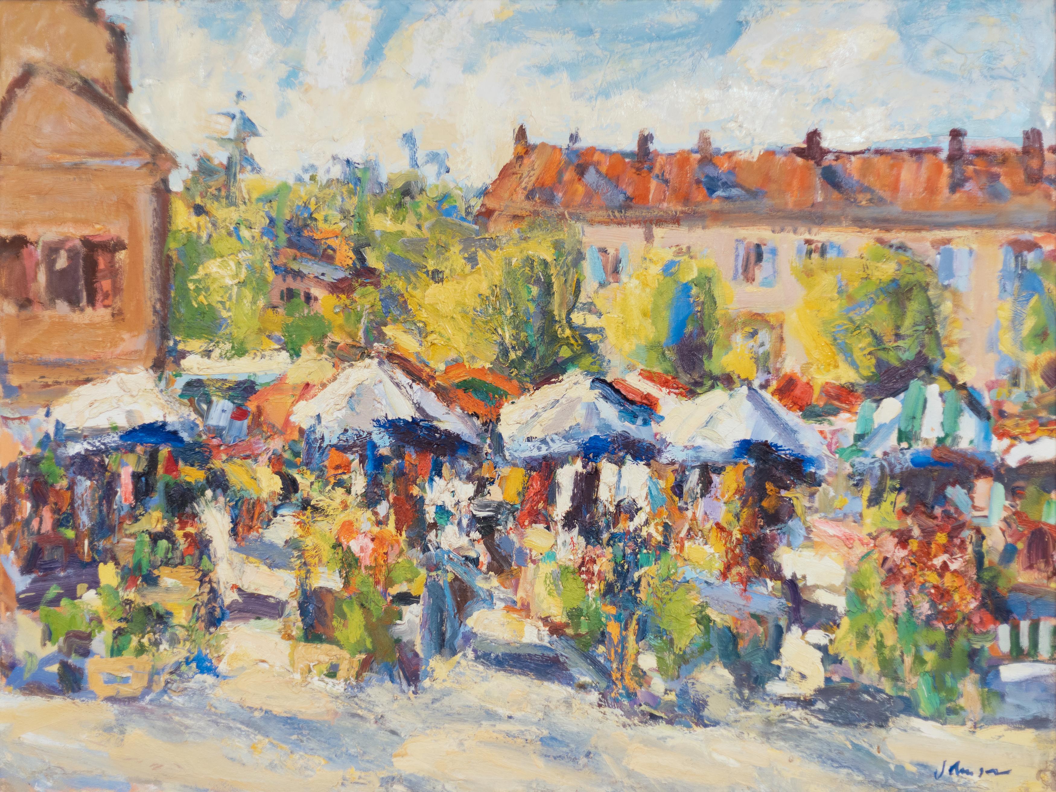 Cordes Market - Painting by Christopher Johnson