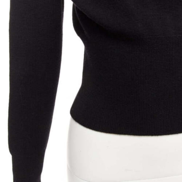 CHRISTOPHER KANE 100% merino wool black silver shoulder chain sweater XS For Sale 2