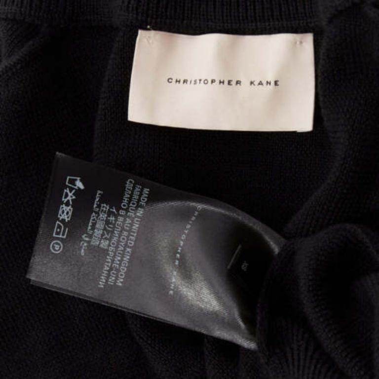 CHRISTOPHER KANE 100% merino wool black silver shoulder chain sweater XS For Sale 3