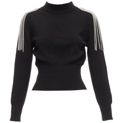 CHRISTOPHER KANE jersey 100% lana merina negro plata cadena hombro XS