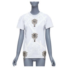 CHRISTOPHER KANE 2013 Vintage white silver jewel lace tape embellished top