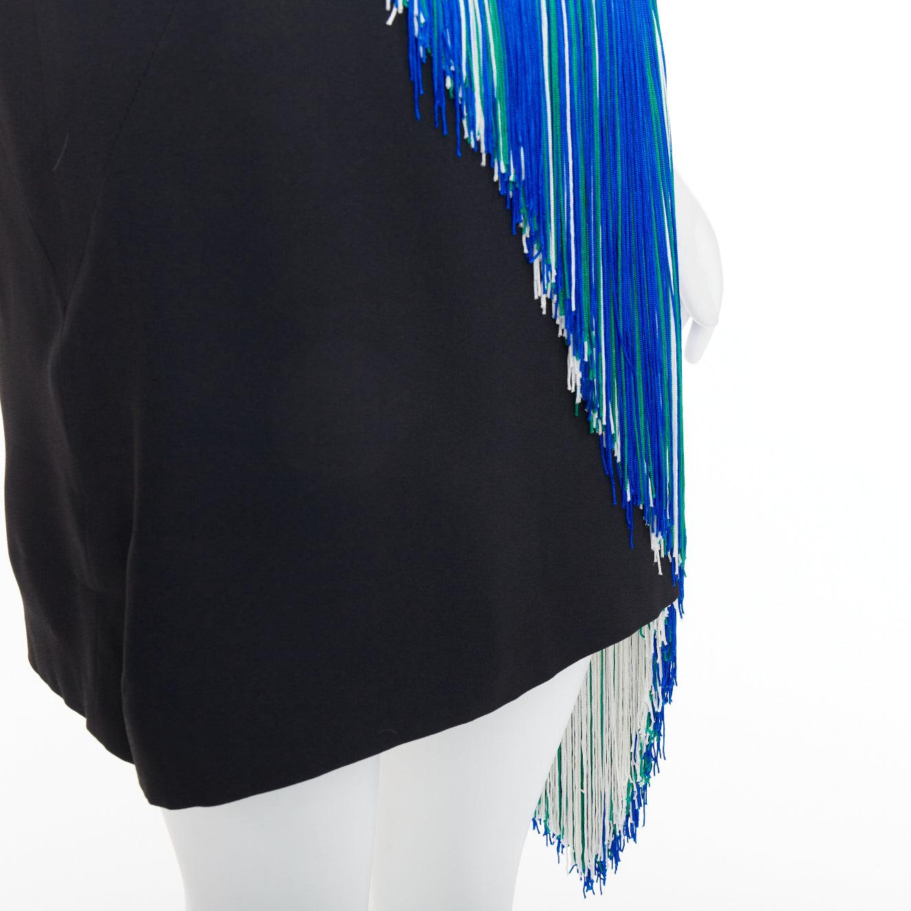 Christopher Kane 2016 Runway Asymmetric Fringing Strip mini abito con frange UK8 S in vendita 2