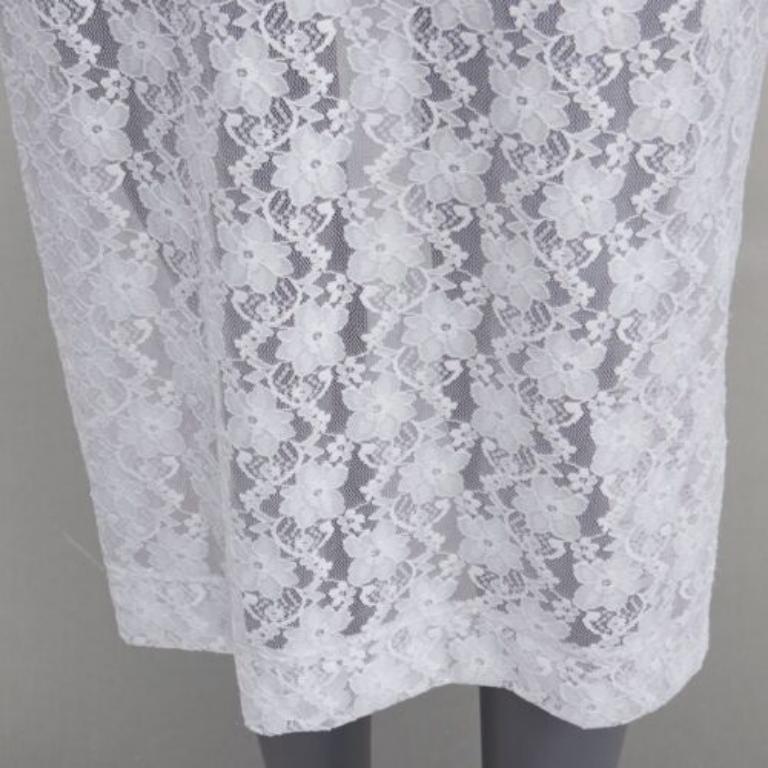 CHRISTOPHER KANE 2019 Runway black crystal off shoulder white lace dress IT38 XS For Sale 2