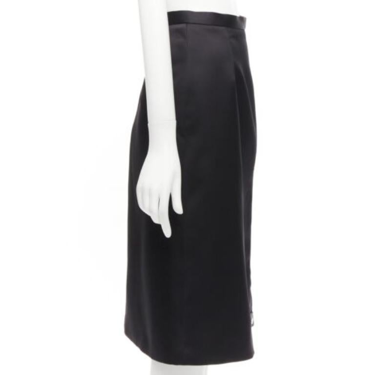 CHRISTOPHER KANE 2019 Runway black satin silver jewel chain slit skirt IT38 XS In Excellent Condition For Sale In Hong Kong, NT