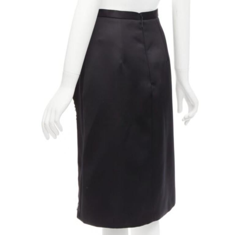 Women's CHRISTOPHER KANE 2019 Runway black satin silver jewel chain slit skirt IT38 XS For Sale