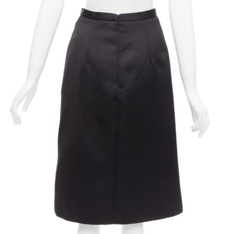 CHRISTOPHER KANE 2019 Runway black satin silver jewel chain slit skirt IT38 XS For Sale 1