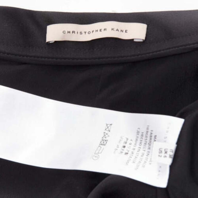 CHRISTOPHER KANE 2019 Runway black satin silver jewel chain slit skirt IT38 XS For Sale 3