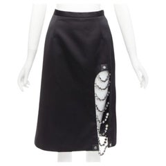 CHRISTOPHER KANE 2019 Laufsteg Schwarzer Satin-Silber-Schal mit Kette IT38 XS