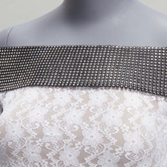 CHRISTOPHER KANE 2019 Runway crystal off shoulder collar sheer lace dress IT38