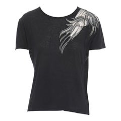 Christopher Kane - Maglietta nera con ricamo ad ali astratte in misto cotone e cashmere - S