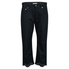 Christopher Kane Black Embroidered Hem Detail Cropped Jeans S
