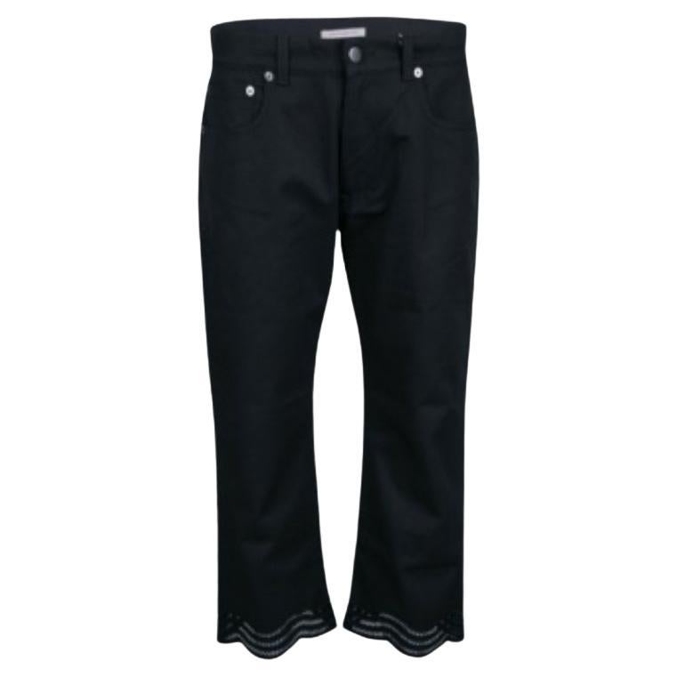 Christopher Kane Jeans cropped con dettaglio orlo ricamato nero S in vendita