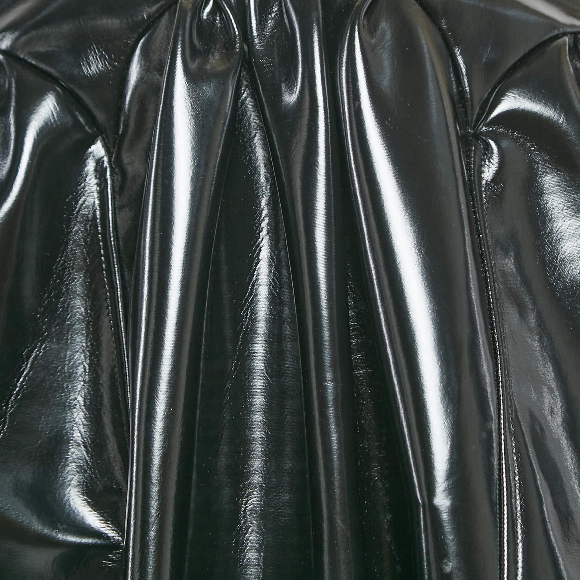 Christopher Kane Black Faux Leather Cut-Out Strap Detail Maxi Dress S In Excellent Condition For Sale In Dubai, Al Qouz 2