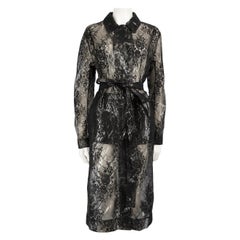 Christopher Kane Black Floral Lace Belted Coat Size S