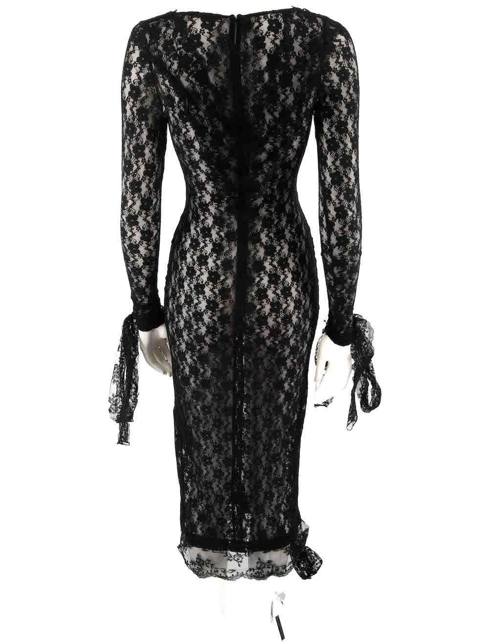 Christopher Kane Black Lace Sheer Midi Dress Size XS In Good Condition For Sale In London, GB