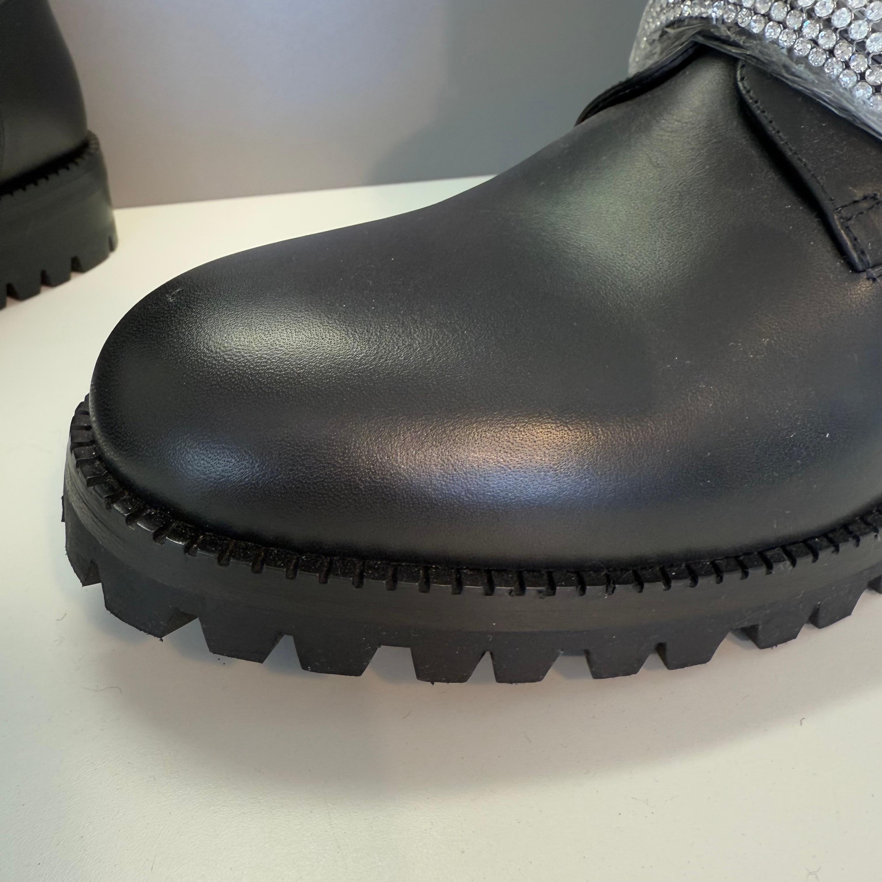 Christopher Kane Black Leather Half Boots IT 38 For Sale 2