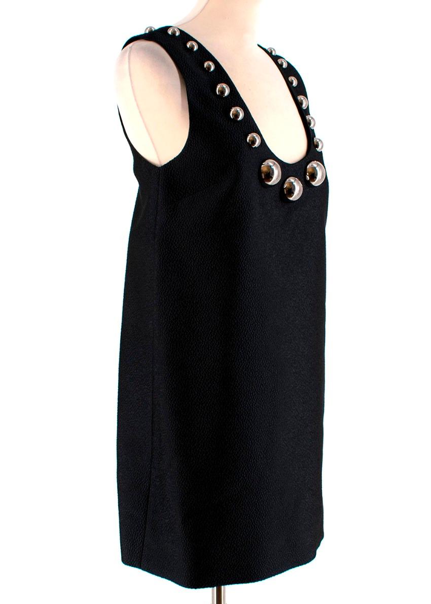 Christopher Kane Black mini dress with silver dome embellishments - Size US 6 In New Condition For Sale In London, GB