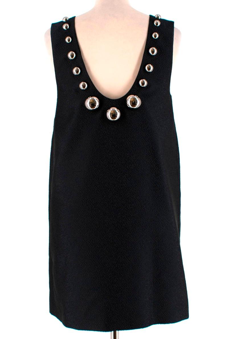 Women's Christopher Kane Black mini dress with silver dome embellishments - Size US 6 For Sale