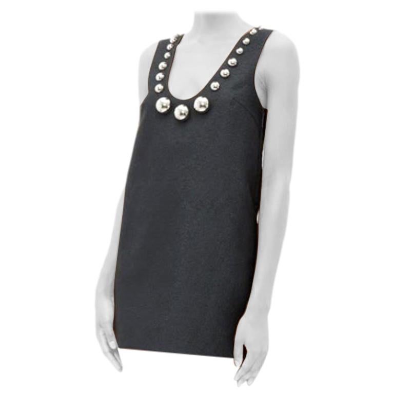 Christopher Kane Black mini dress with silver dome embellishments - Size US 6 For Sale