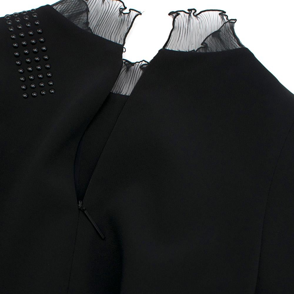 Women's Christopher Kane Black Organza Frill High Neck Dress - Size US 2 For Sale