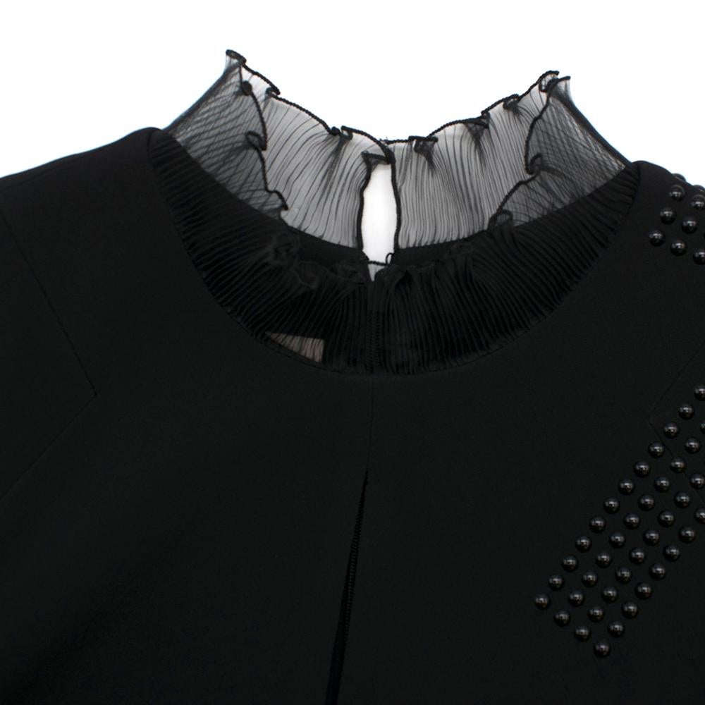 Christopher Kane Black Organza Frill High Neck Dress - Size US 2 For Sale 1