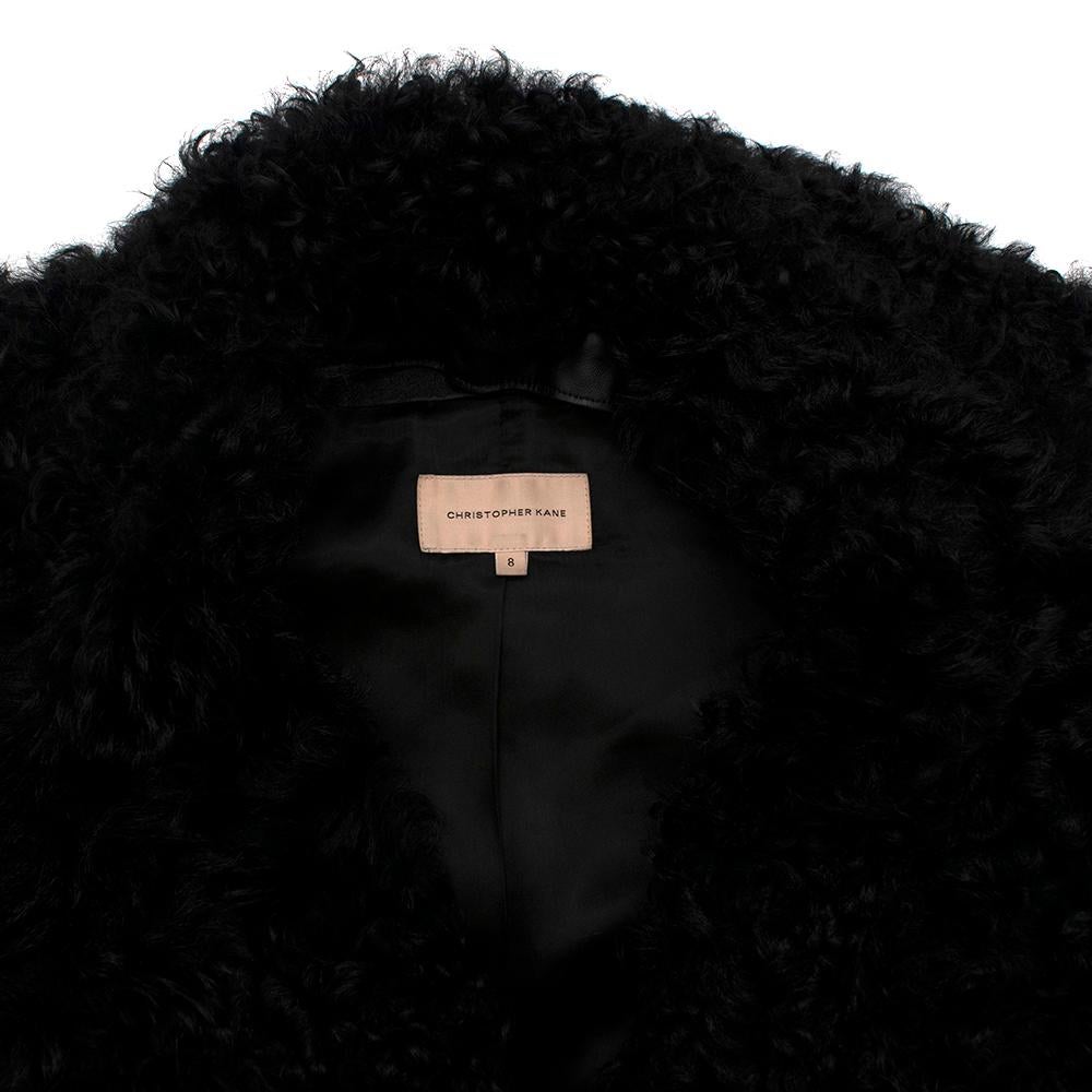 Women's or Men's Christopher Kane Black Shearling Trimmed Leather Biker Jacket - Size US 4