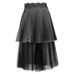 Christopher Kane Black & Silver D‚Äôesprit Midi Skirt Size M