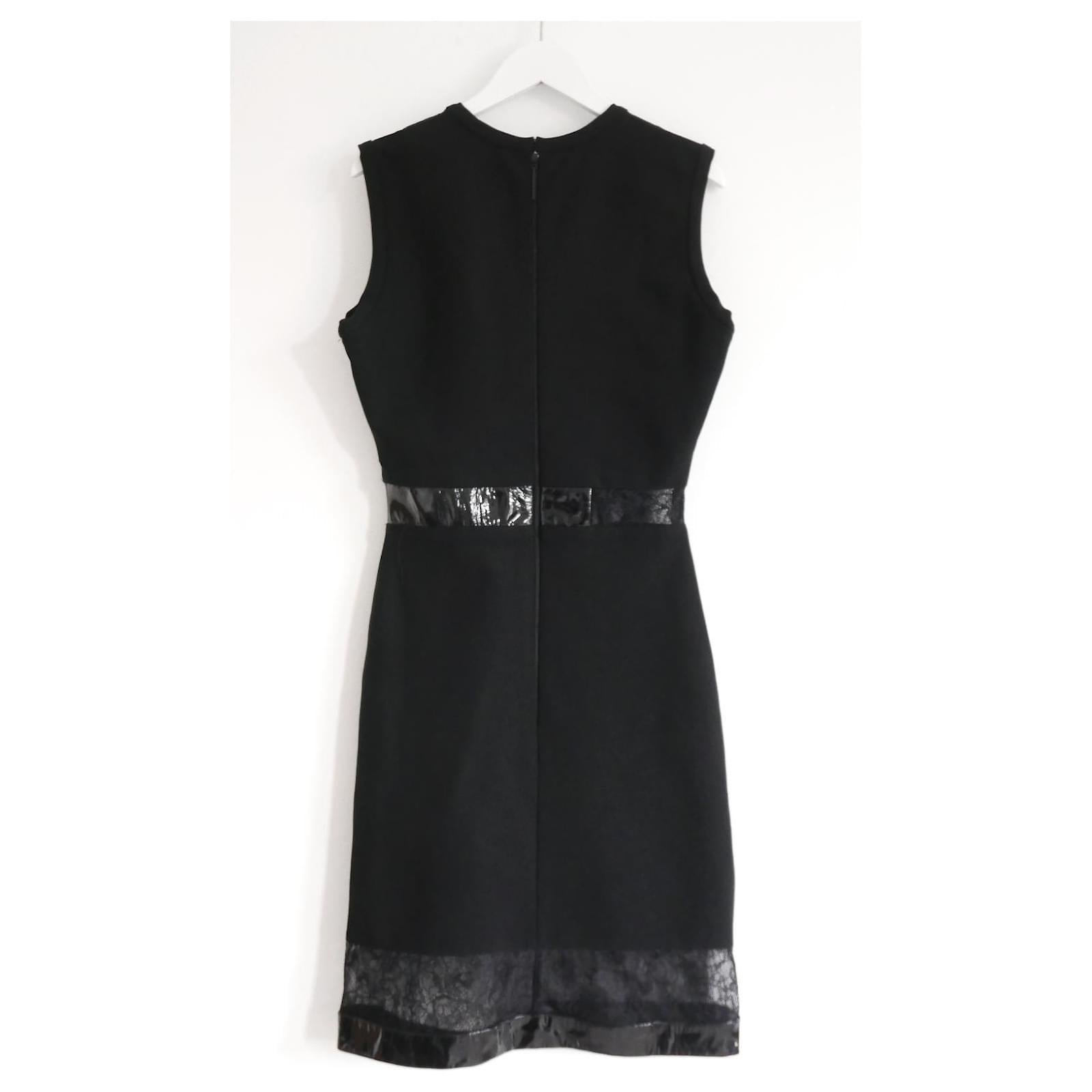 Women's Christopher Kane Crepe, Lace and Patent Black Dress For Sale