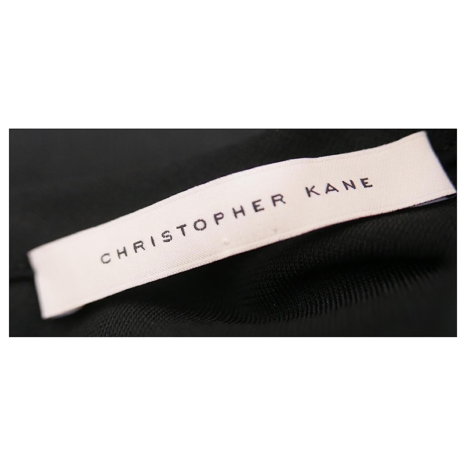 Christopher Kane Schwarzes Kleid aus Krepp, Spitze und Lack im Angebot 1