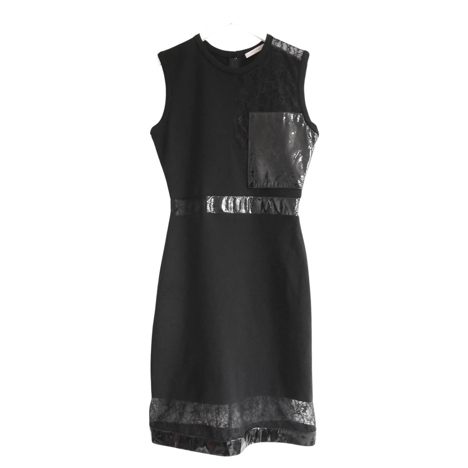 Christopher Kane Crepe, Lace and Patent Black Dress For Sale
