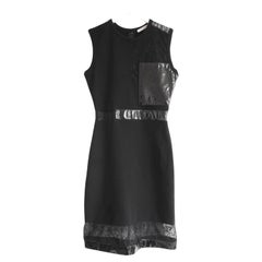 Christopher Kane Crepe, Lace and Patent Black Dress