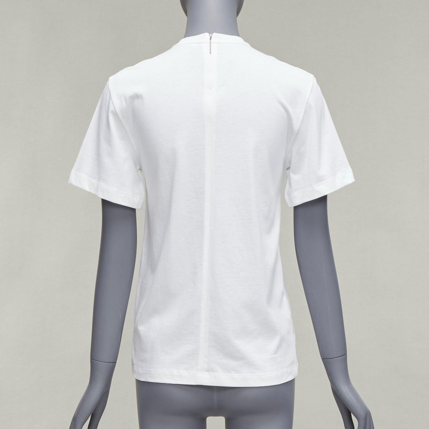 Women's CHRISTOPHER KANE crystal rhinestone dome stud necklace white cotton tshirt XS For Sale