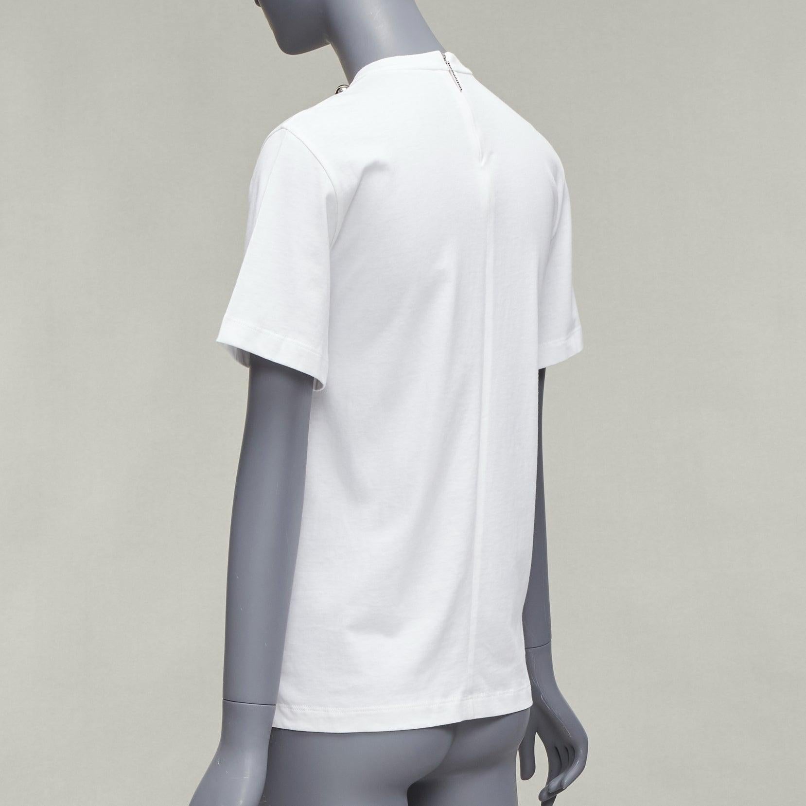 CHRISTOPHER KANE crystal rhinestone dome stud necklace white cotton tshirt XS For Sale 1