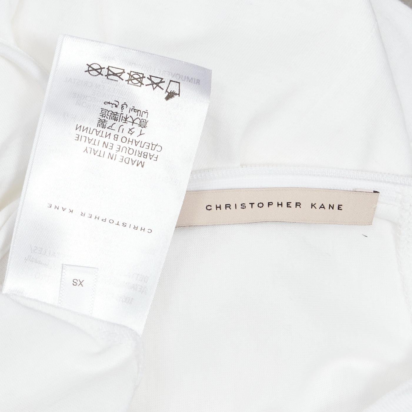 CHRISTOPHER KANE crystal rhinestone dome stud necklace white cotton tshirt XS For Sale 3